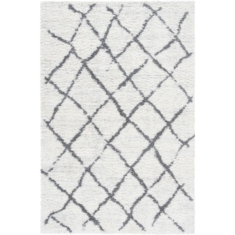 6' x 9' Gray and Cream Shag Area Rug