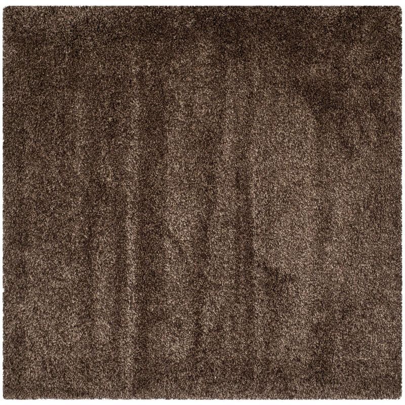 Mushroom Square Shag Rug with Wool and Synthetic Fibers