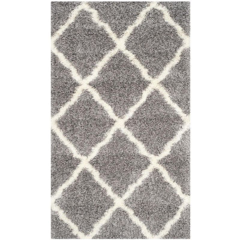 Ivory Rectangular Shag Area Rug 36" Synthetic Plush Pile