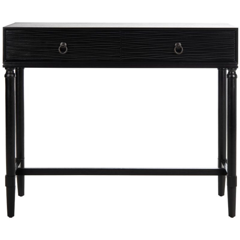 Aliyah Black Wood Console Table with Storage Drawers