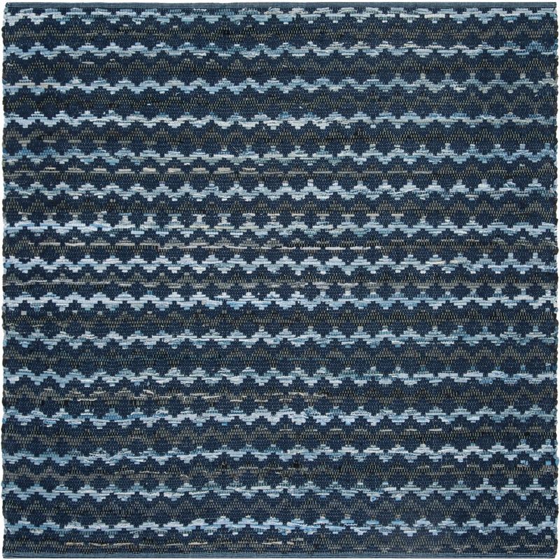 Montauk 6' x 6' Black and Navy Wool Cotton Square Rug