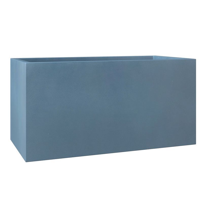 Blue Fiberstone Rectangular Planter with Drainage Holes