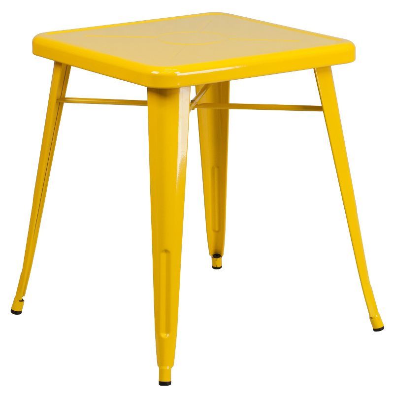 23.75" Yellow Metal Square Indoor-Outdoor Dining Table