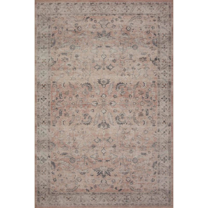 Ivory and Blush Oriental Synthetic 4' x 6' Reversible Rug