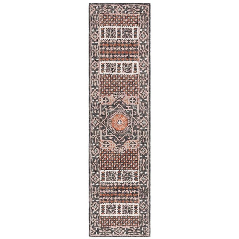 Black and Rust Hand-Tufted Wool Runner Rug