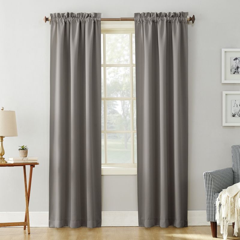 Gray 40" x 84" Blackout Polyester Rod Pocket Curtain Panel
