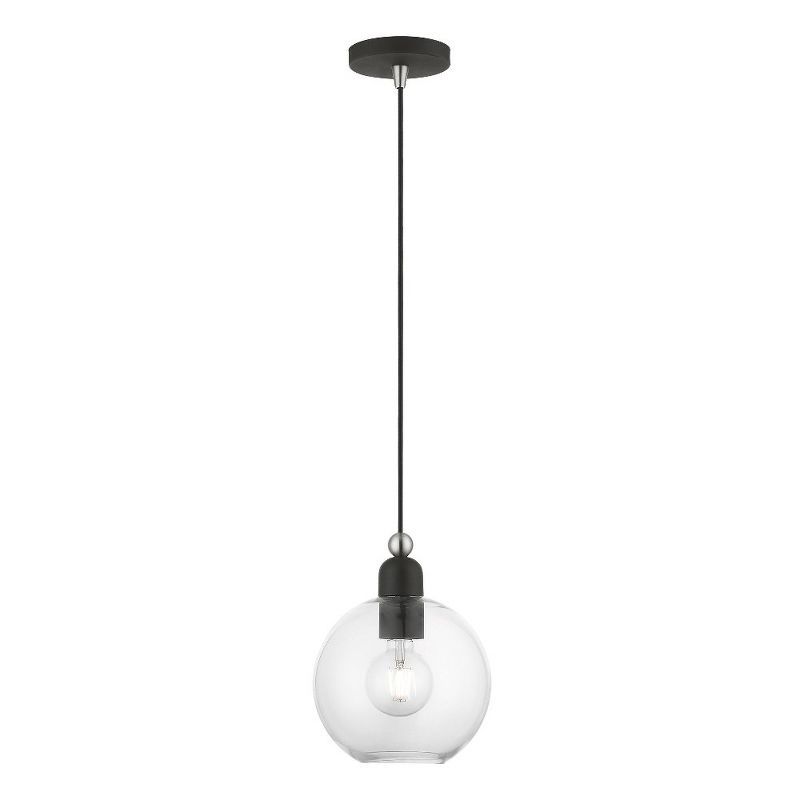 Black and Brushed Nickel Globe Pendant Light with Clear Glass Shade