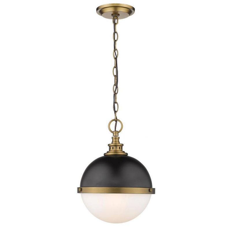 Peyton Industrial Globe Pendant in Matte Black and Factory Bronze