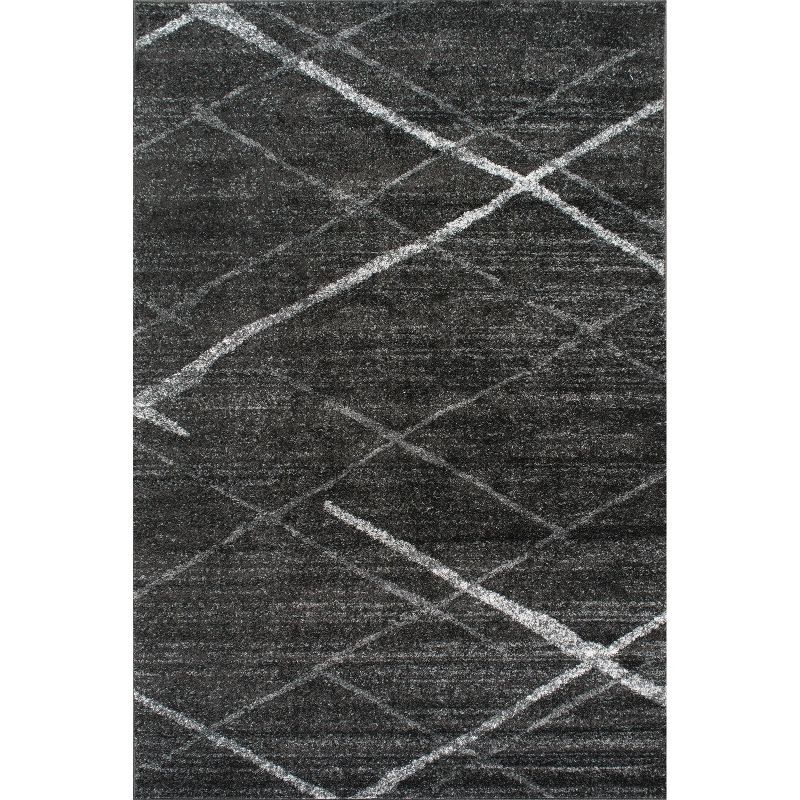 Dark Gray Synthetic Square Non-slip Contemporary Area Rug