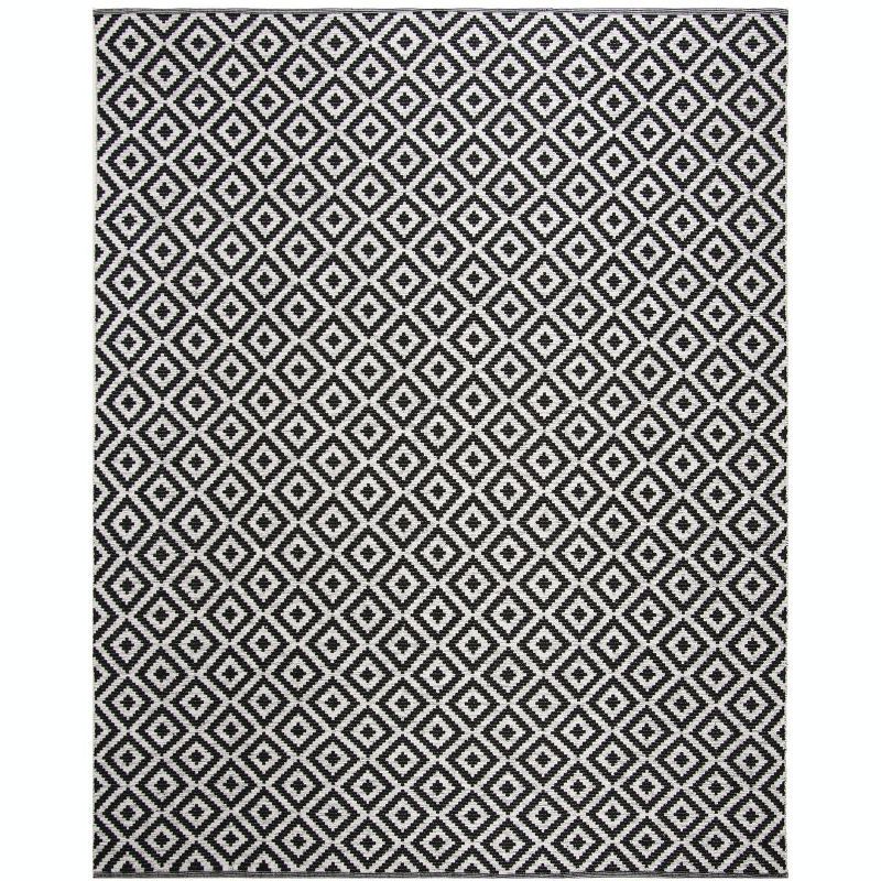 Montauk Black and Ivory Wool Cotton 8' x 10' Area Rug