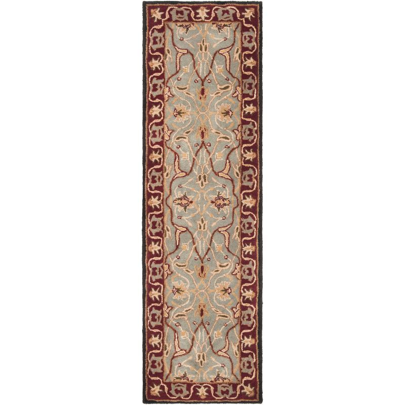 Heritage Light Blue and Red Wool Hand-Tufted Runner Rug