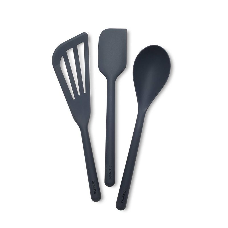 Gray Silicone 3-Piece Cooking Utensil Set with Steel Core