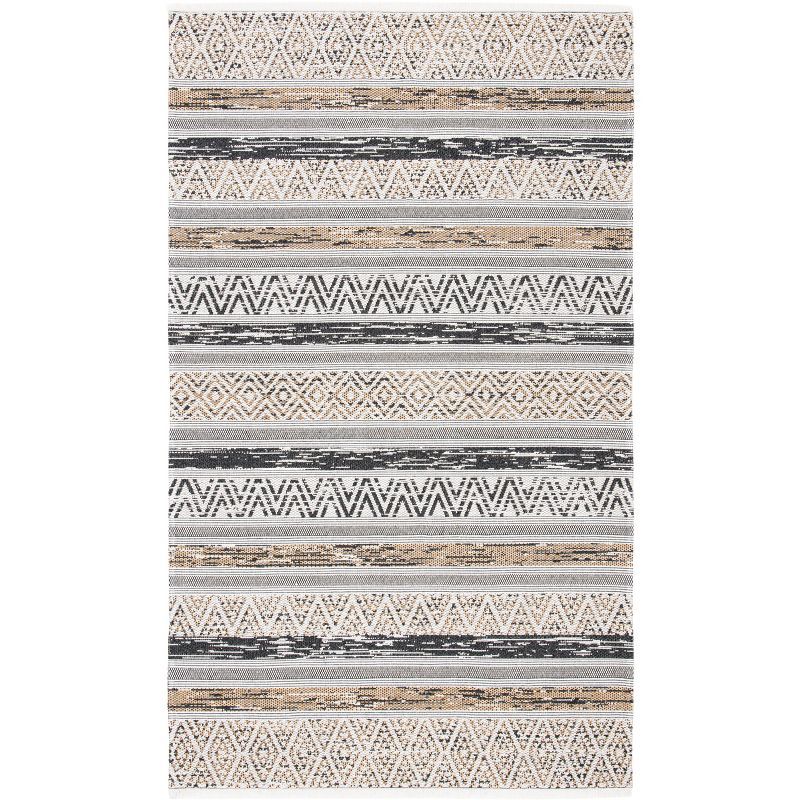 Augustine Ivory Geometric Flatweave Synthetic Area Rug 53"x65"