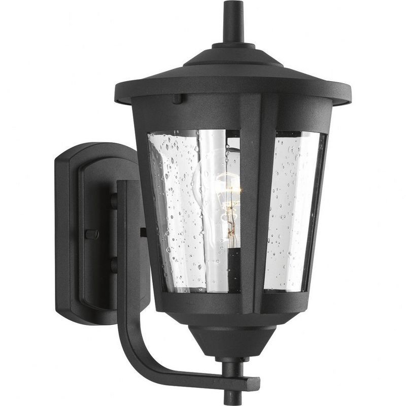 East Haven Black Bronze Outdoor Wall Lantern with Seeded Glass