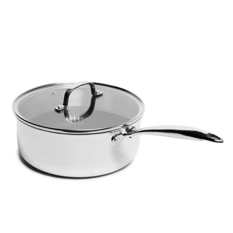 Lexi Home 2.7 Qt Stainless Steel Nonstick Sauce Pan with Glass Lid