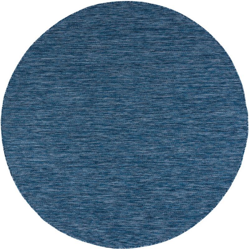 Courtyard Navy 47" Round Synthetic Indoor/Outdoor Area Rug