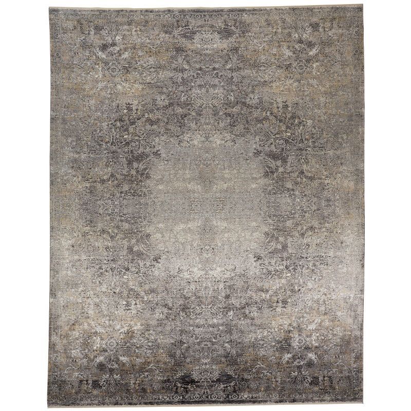 Ivory Elegance 4'x5'3" Medallion Viscose Area Rug