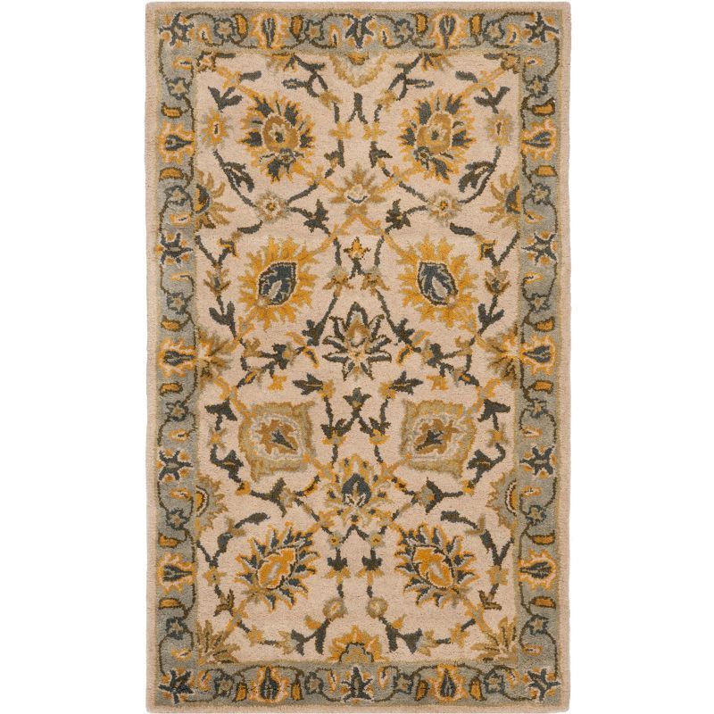 Elegant Ivory and Light Blue Wool Area Rug 8' x 10'