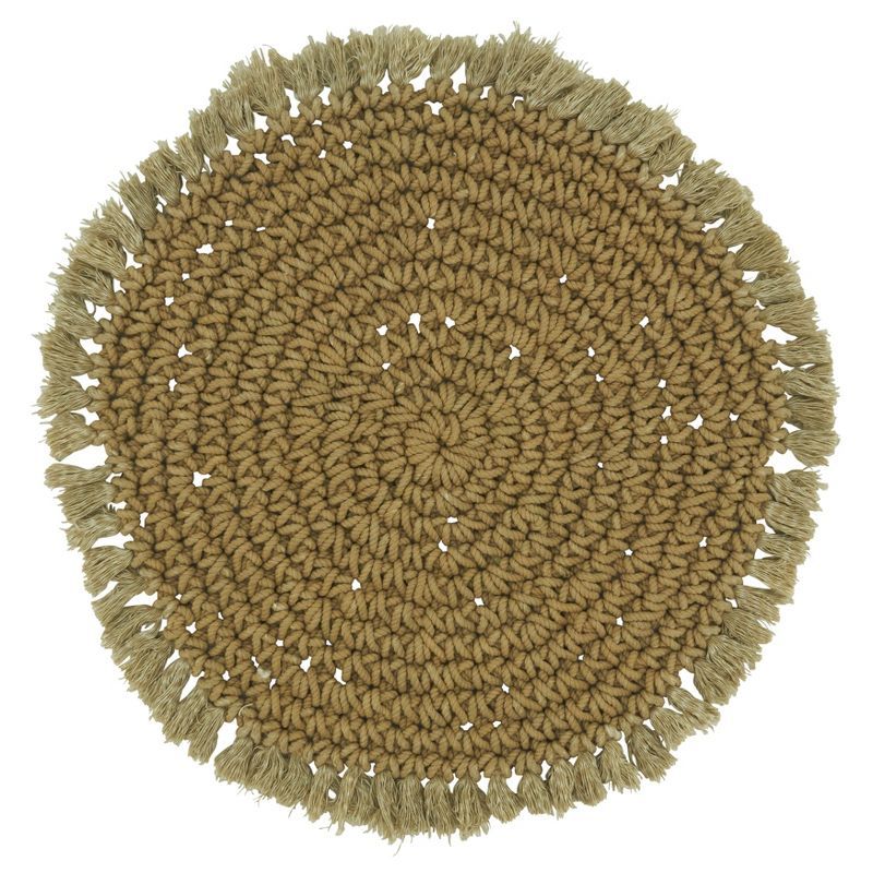 Beige Round Macrame Fabric Placemats Set of 4