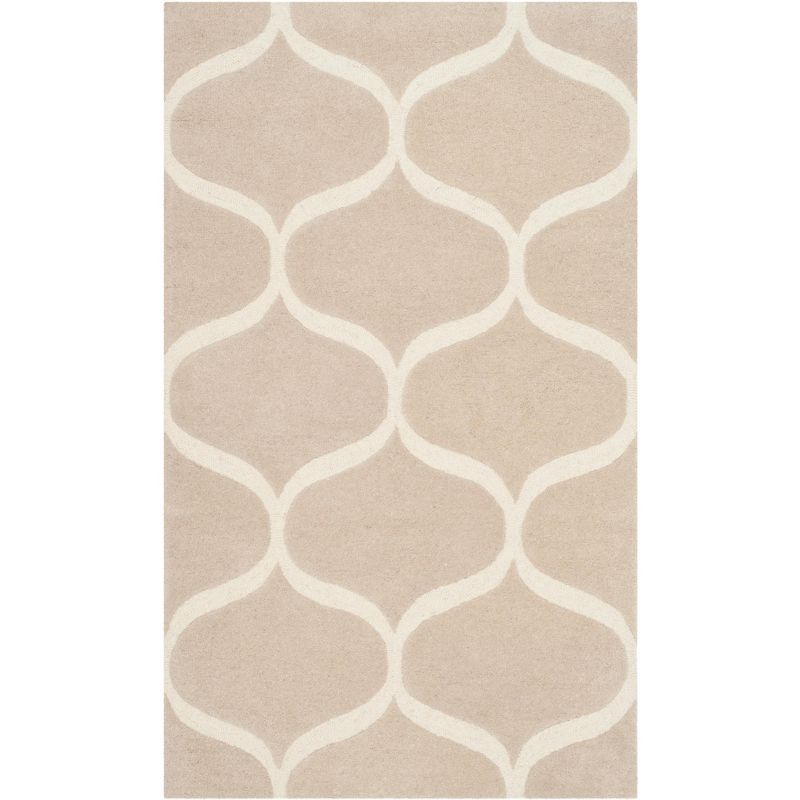 Handmade Light Beige/Ivory Wool Tufted Area Rug 3' x 5'