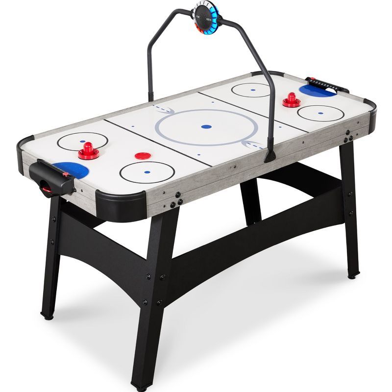 54-Inch Gray Air Hockey Table with LED Lights and Scoreboard