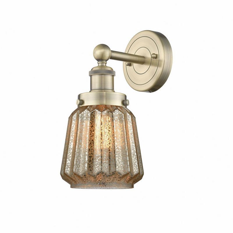 Antique Brass Dimmable Sconce with Mercury Glass Shade