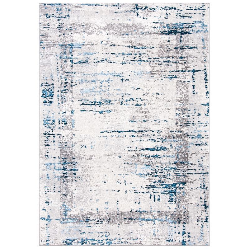 Amelia Grey and Blue Rectangular Synthetic Area Rug