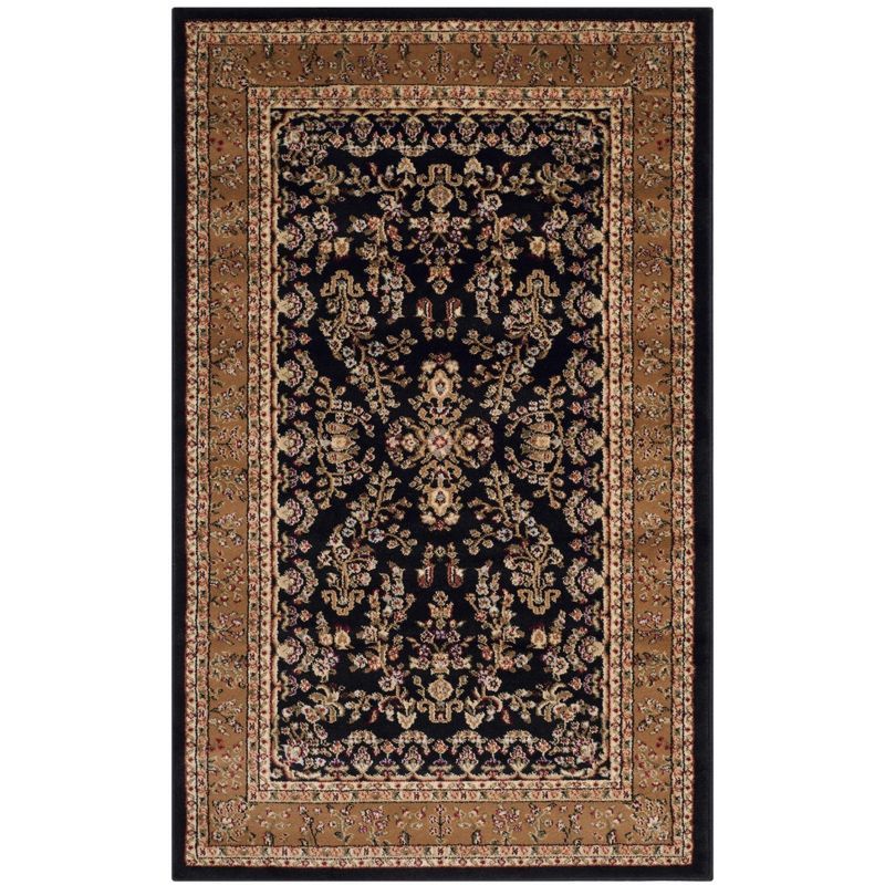 Black and Tan Floral Synthetic 4' x 6' Area Rug