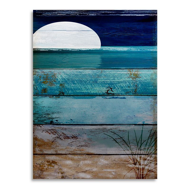 Beach Moonrise I Floating Brushed Aluminum Nautical Wall Art