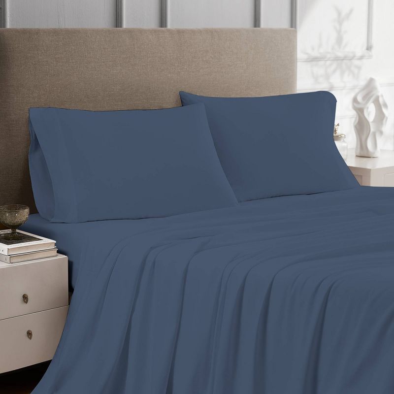 Twin Navy Cotton Percale Sheet Set for Kids