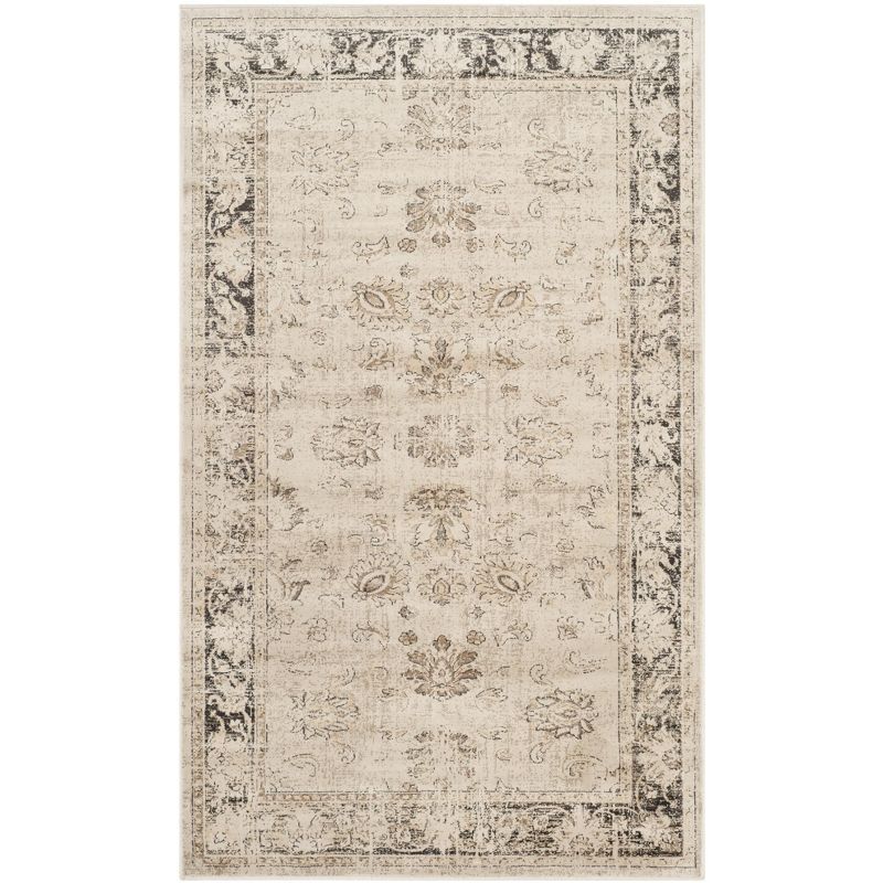 Hand-Knotted Stone Viscose 5' x 7' Rectangular Vintage Area Rug