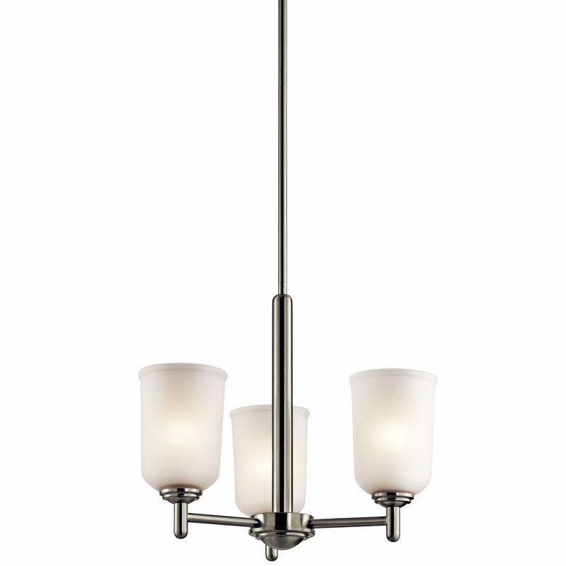 Brushed Nickel 3-Light Mini Chandelier with Clear Glass Shades