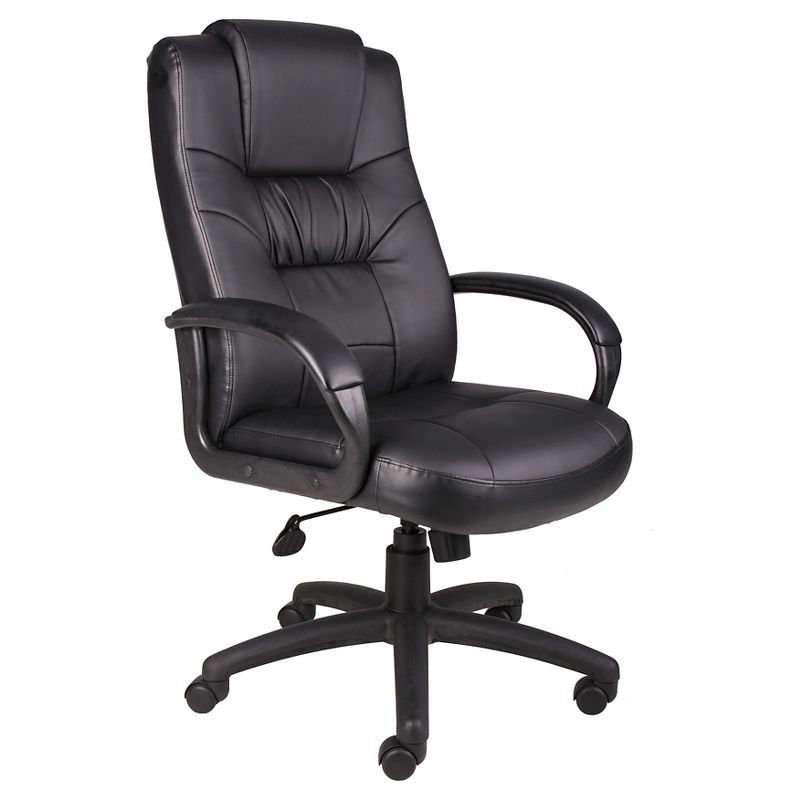 Black High Back Leather Executive Swivel Chair with Fixed Arms