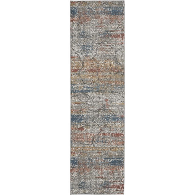 Rustic Textures 26" Multicolor Abstract Runner Rug