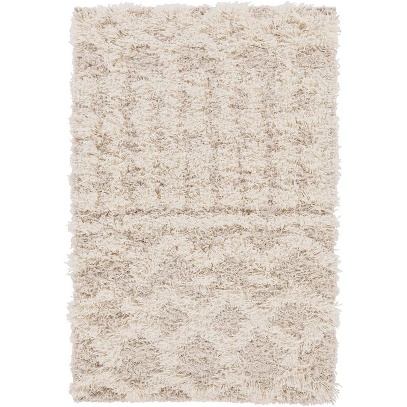 Ivory Shag Rectangular Stain-Resistant Rug