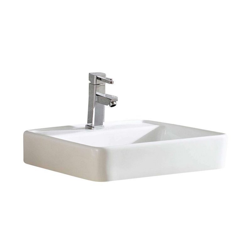 White Ceramic Square Vessel Bathroom Sink