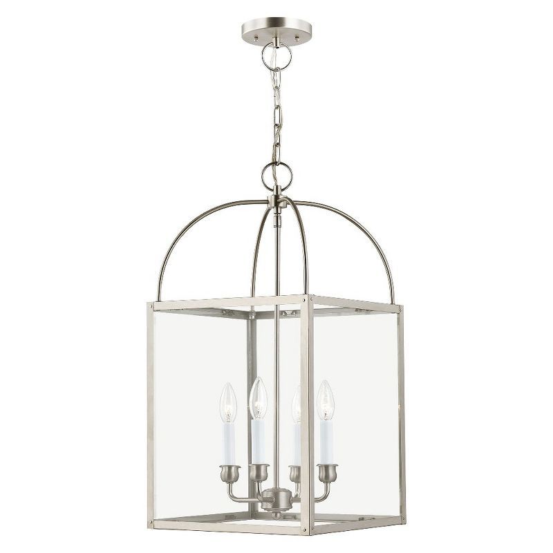 Elegant Milford Brushed Nickel 4-Light Pendant with Clear Glass