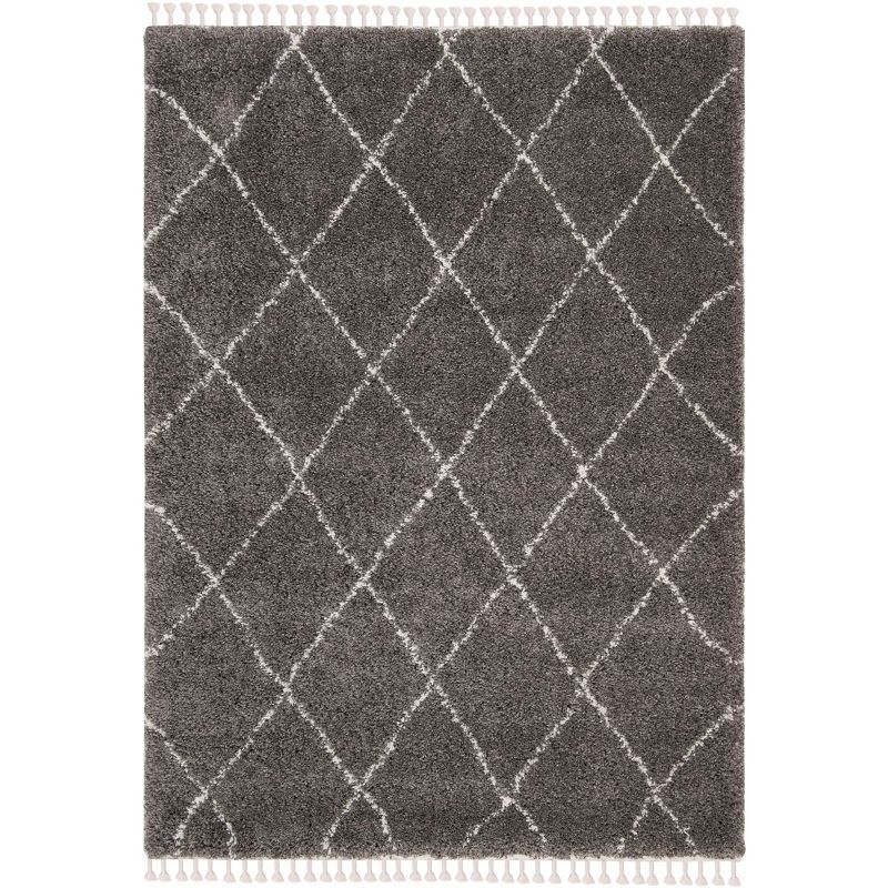 Gray and Ivory Moroccan Fringe Shag Area Rug