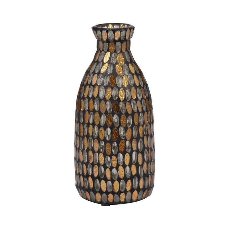 Bronze and Copper Mosaic Glass Decorative Vase, 9"