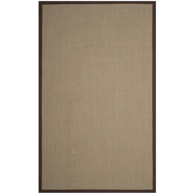 Sage and Brown Sisal Area Rug with Border, 5' x 8'