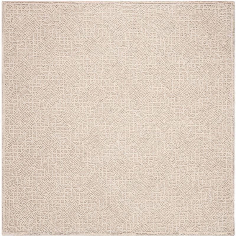 Elegant Light Beige 6' Square Hand-Tufted Wool Area Rug