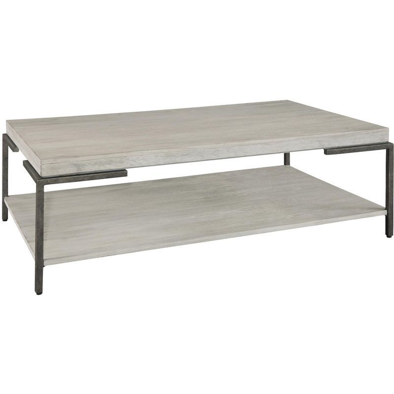 Beige and Black Rectangular Wood Cocktail Table