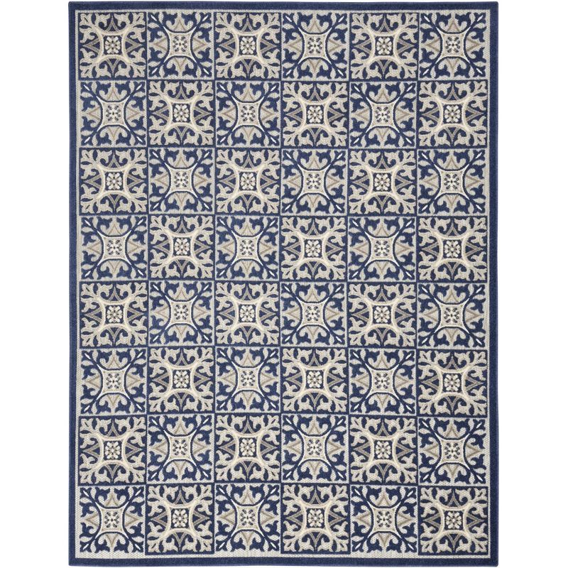 Blue and Beige Geometric Flatwoven Rectangular Area Rug