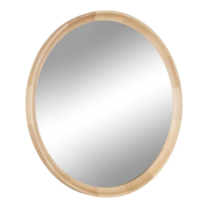 Hatherleigh 30" Natural Wood Round Bathroom Vanity Mirror