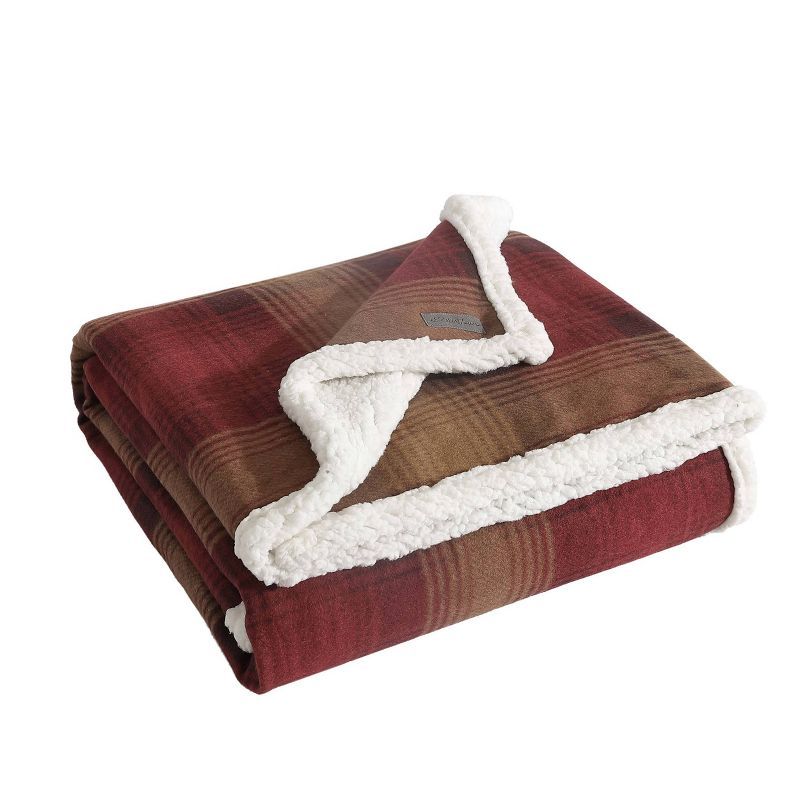 Raisin Nordic Plaid Reversible Fleece and Sherpa Throw Blanket