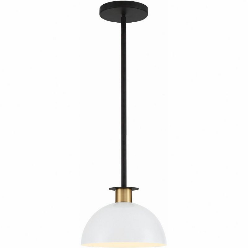 Gigi Mini Pendant in Matte Black and Aged Brass with White Shade