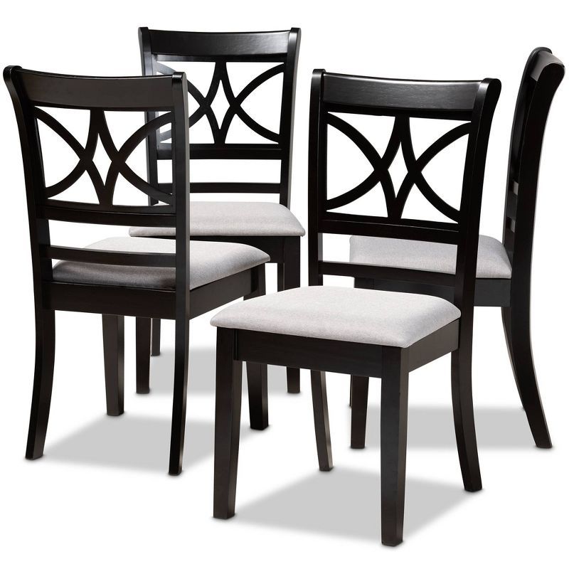 Clarke Gray Upholstered Espresso Wood Dining Side Chair Set