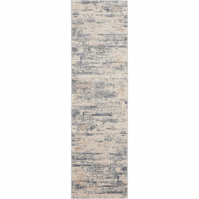 Abstract Brushstroke 26'' Gray and Beige Modern Indoor Rug