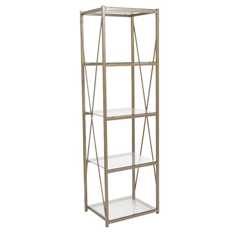 64" Gold and Clear Glass 4-Shelf Etagere Display Stand