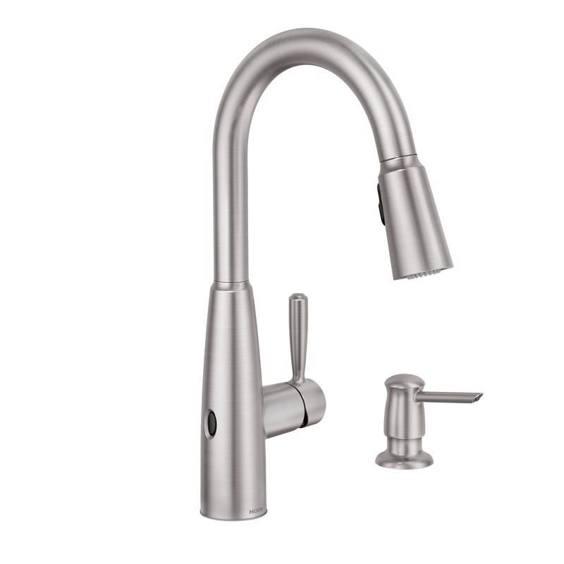 Stainless Steel Motion Sensing Pull-Down Kitchen Faucet with Soap Dispenser